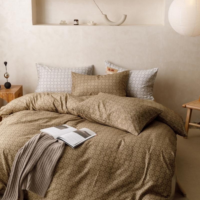 91家纺网 家纺一手货源 找家纺 棉生活家纺 2025新款北欧简约全棉磨毛四件套 静享-咖