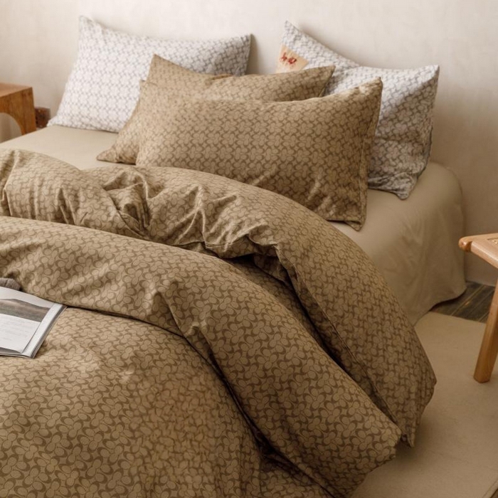 91家纺网 家纺一手货源 找家纺 棉生活家纺 2025新款北欧简约全棉磨毛四件套 静享-咖