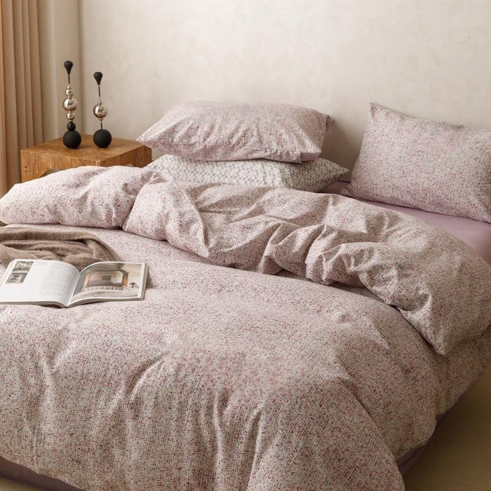 91家纺网 家纺一手货源 找家纺 棉生活家纺 2025新款北欧简约全棉磨毛四件套 暖光-紫