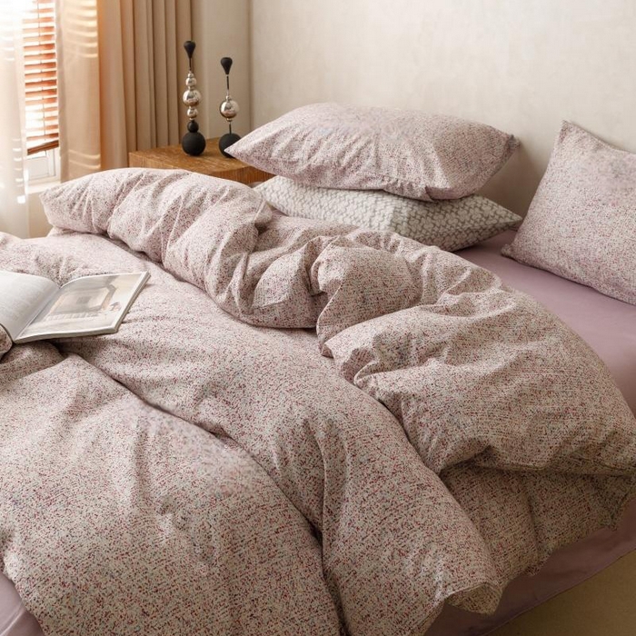 91家纺网 家纺一手货源 找家纺 棉生活家纺 2025新款北欧简约全棉磨毛四件套 暖光-紫