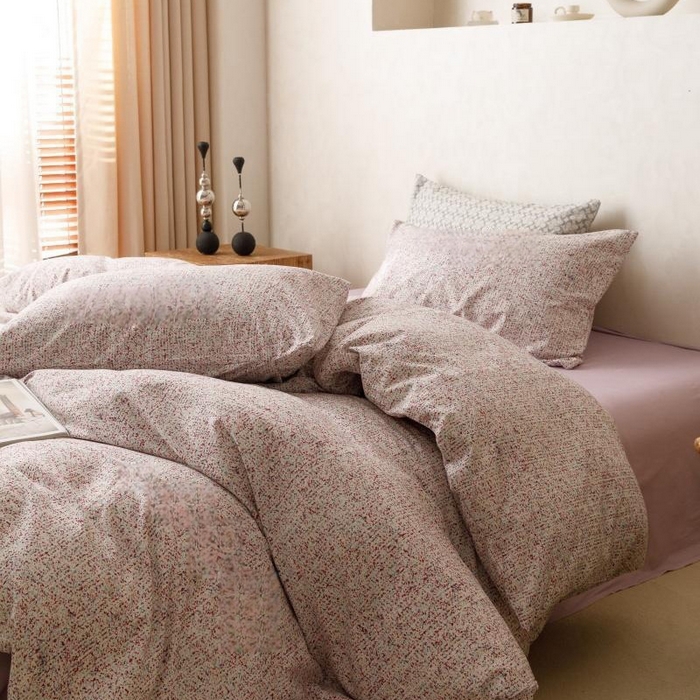 91家纺网 家纺一手货源 找家纺 棉生活家纺 2025新款北欧简约全棉磨毛四件套 暖光-紫