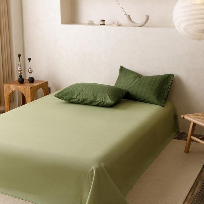 91家纺网 家纺一手货源 找家纺 棉生活家纺 2025新款北欧简约全棉磨毛四件套 诺伊尔-绿