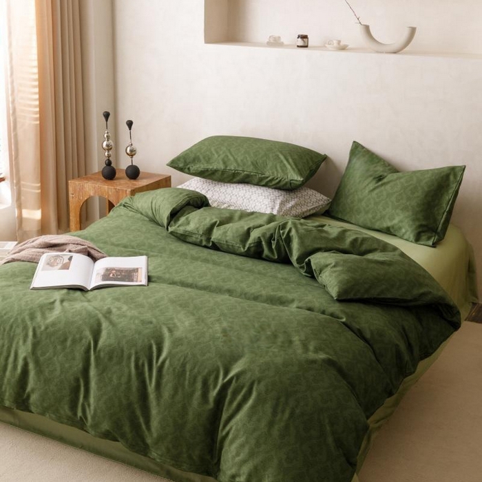 91家纺网 家纺一手货源 找家纺 棉生活家纺 2025新款北欧简约全棉磨毛四件套 诺伊尔-绿