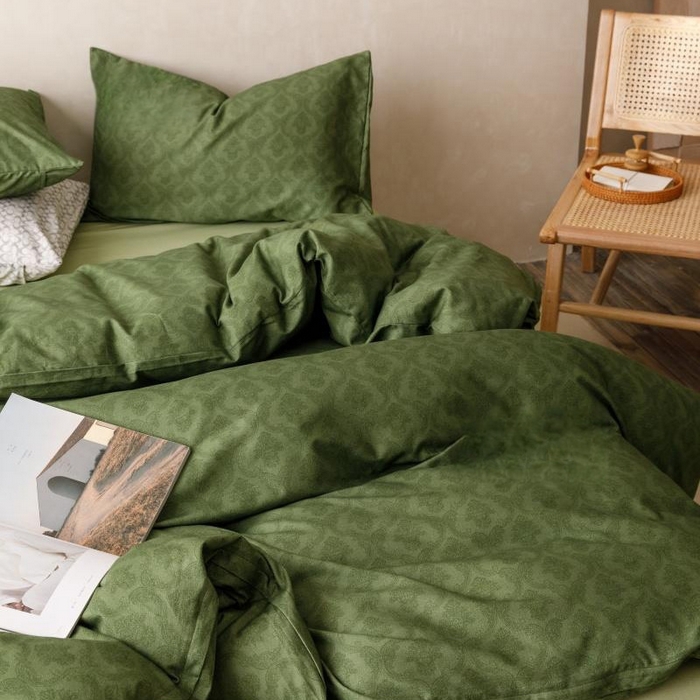 91家纺网 家纺一手货源 找家纺 棉生活家纺 2025新款北欧简约全棉磨毛四件套 诺伊尔-绿