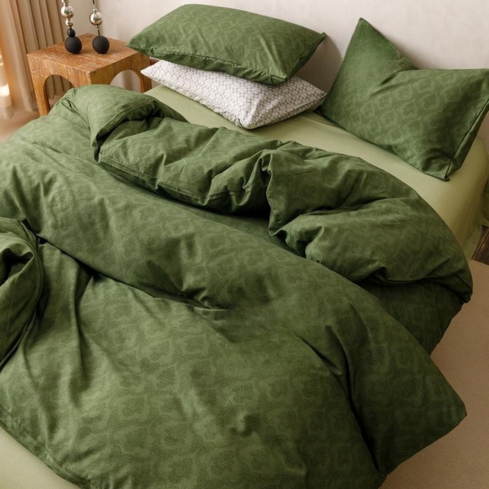 91家纺网 家纺一手货源 找家纺 棉生活家纺 2025新款北欧简约全棉磨毛四件套 诺伊尔-绿