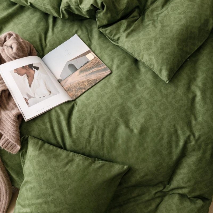 91家纺网 家纺一手货源 找家纺 棉生活家纺 2025新款北欧简约全棉磨毛四件套 诺伊尔-绿