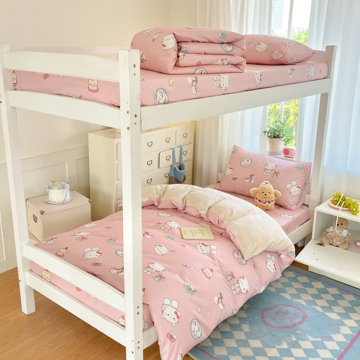 91家纺网 家纺一手货源 找家纺 寻米 2025新款全棉印花学生季学生三件套 松饼小喵