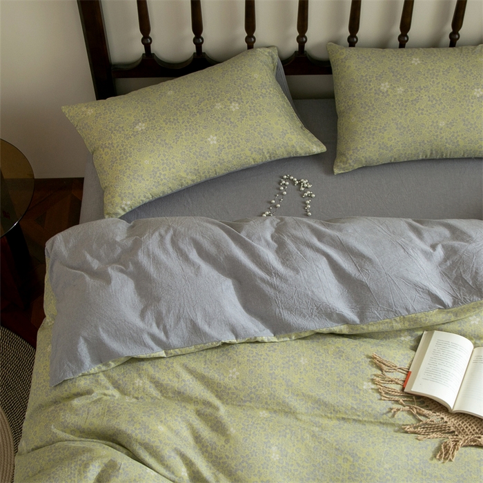 91家纺网 家纺一手货源 找家纺 （总）兰紫橙家纺 2025新款复古全棉纯棉双层纱印花四件套