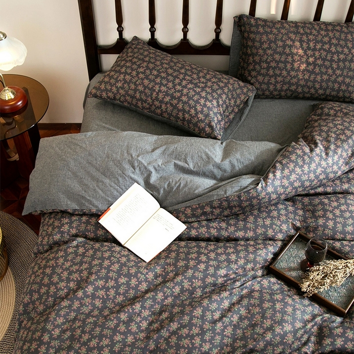 91家纺网 家纺一手货源 找家纺 （总）兰紫橙家纺 2025新款复古全棉纯棉双层纱印花四件套