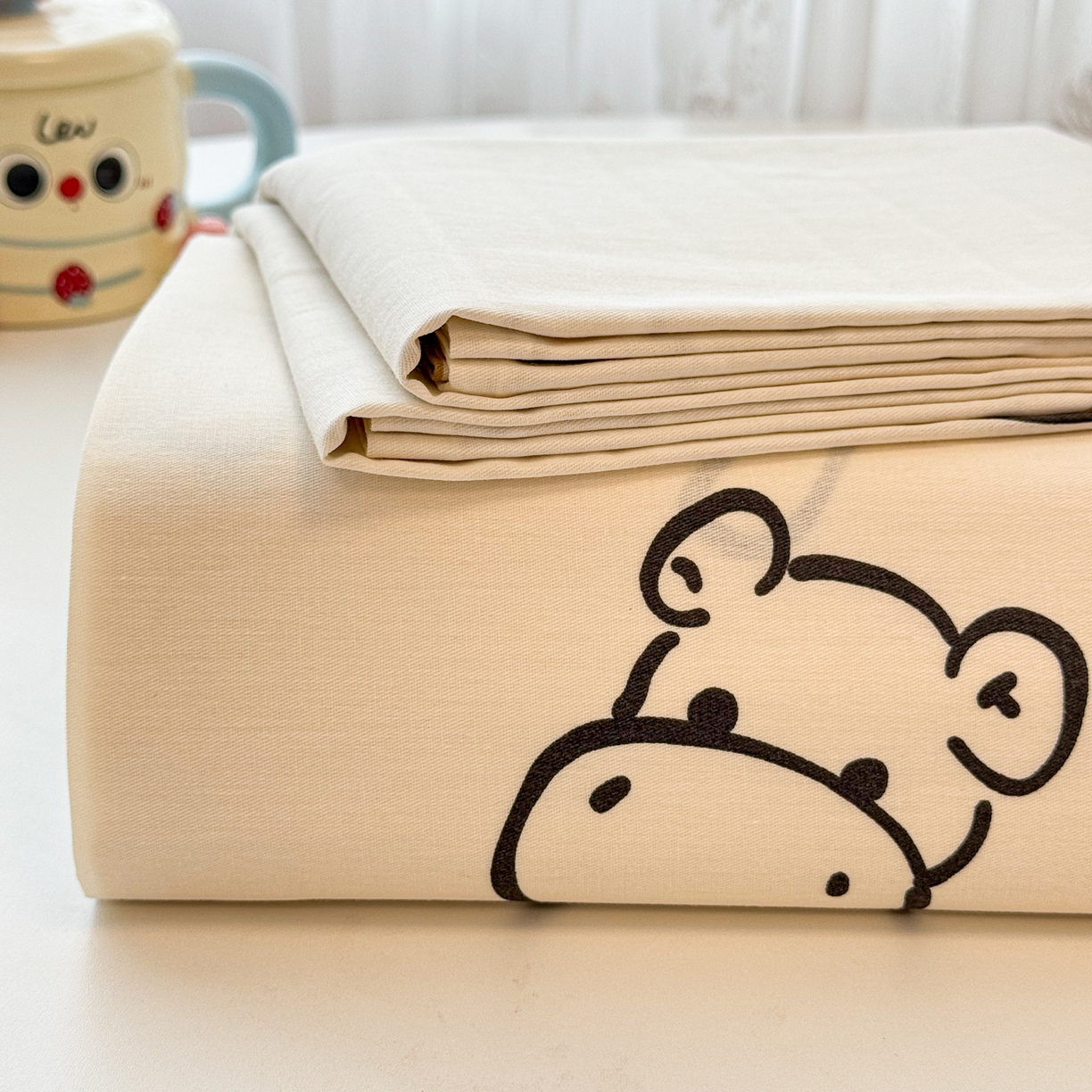 91家纺网 家纺一手货源 找家纺 （总）呗旺鹿 2025新款40s全棉纯棉卡通印花学生系列单品床单 床单单件