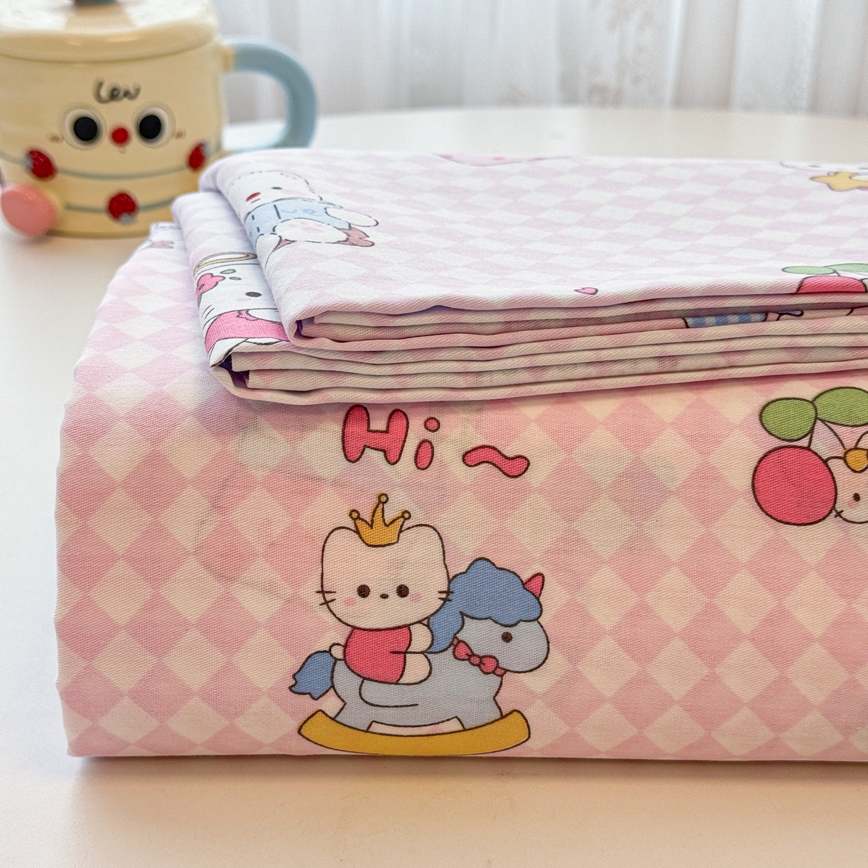 91家纺网 家纺一手货源 找家纺 （总）呗旺鹿 2025新款40s全棉纯棉卡通印花学生系列单品床单 床单单件