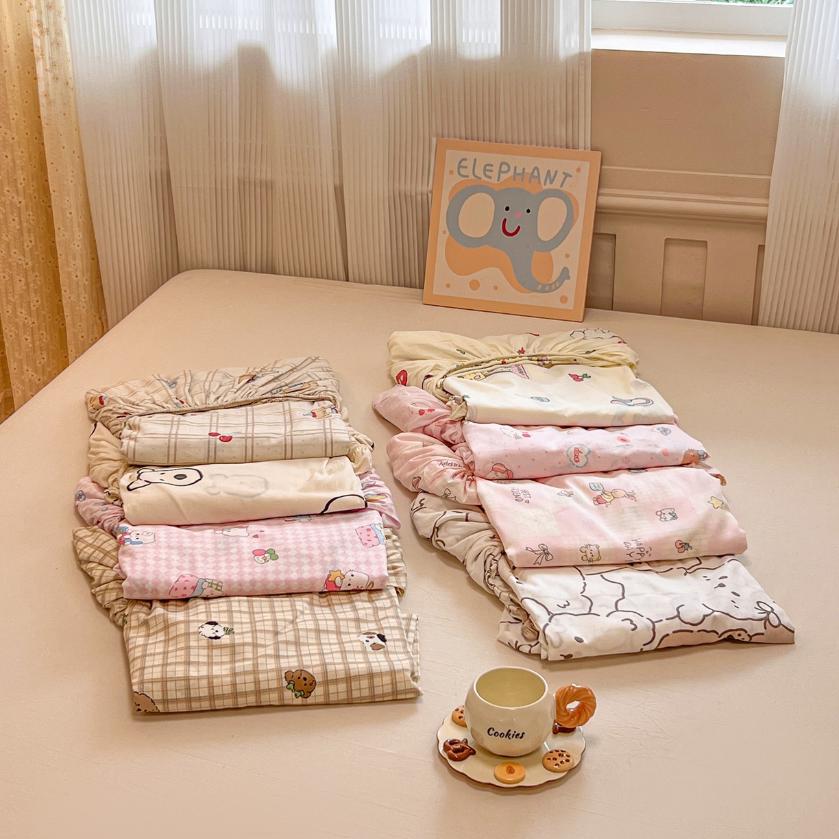 91家纺网 家纺一手货源 找家纺 （总）呗旺鹿 2025新款40s全棉纯棉卡通印花学生系列单品床笠 床笠单件