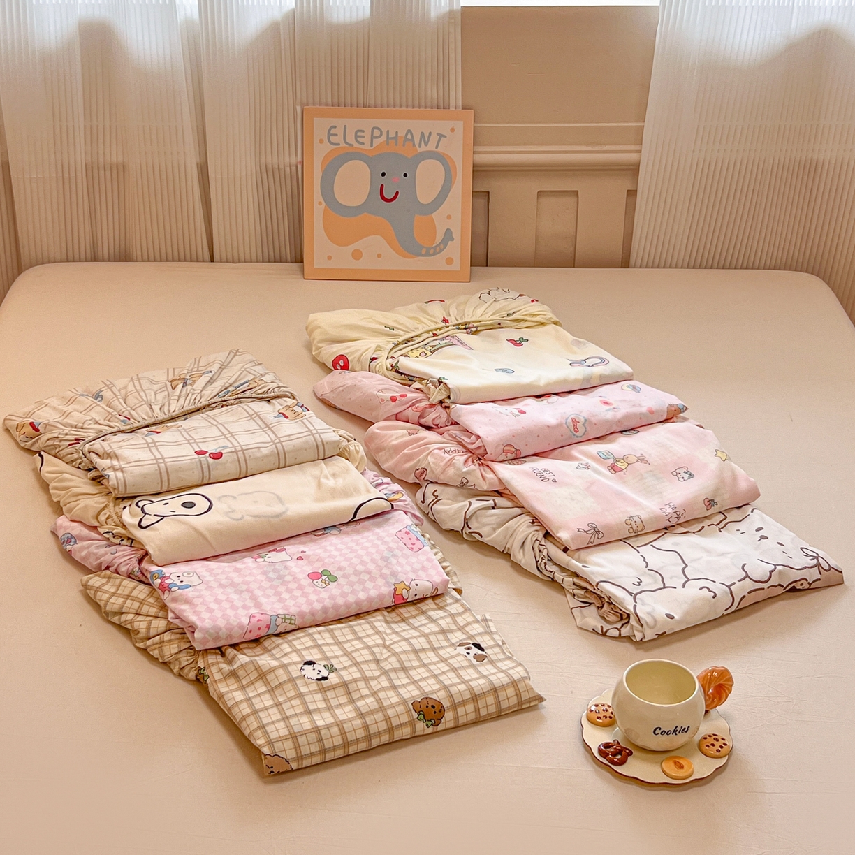 91家纺网 家纺一手货源 找家纺 （总）呗旺鹿 2025新款40s全棉纯棉卡通印花学生系列单品床笠 床笠单件