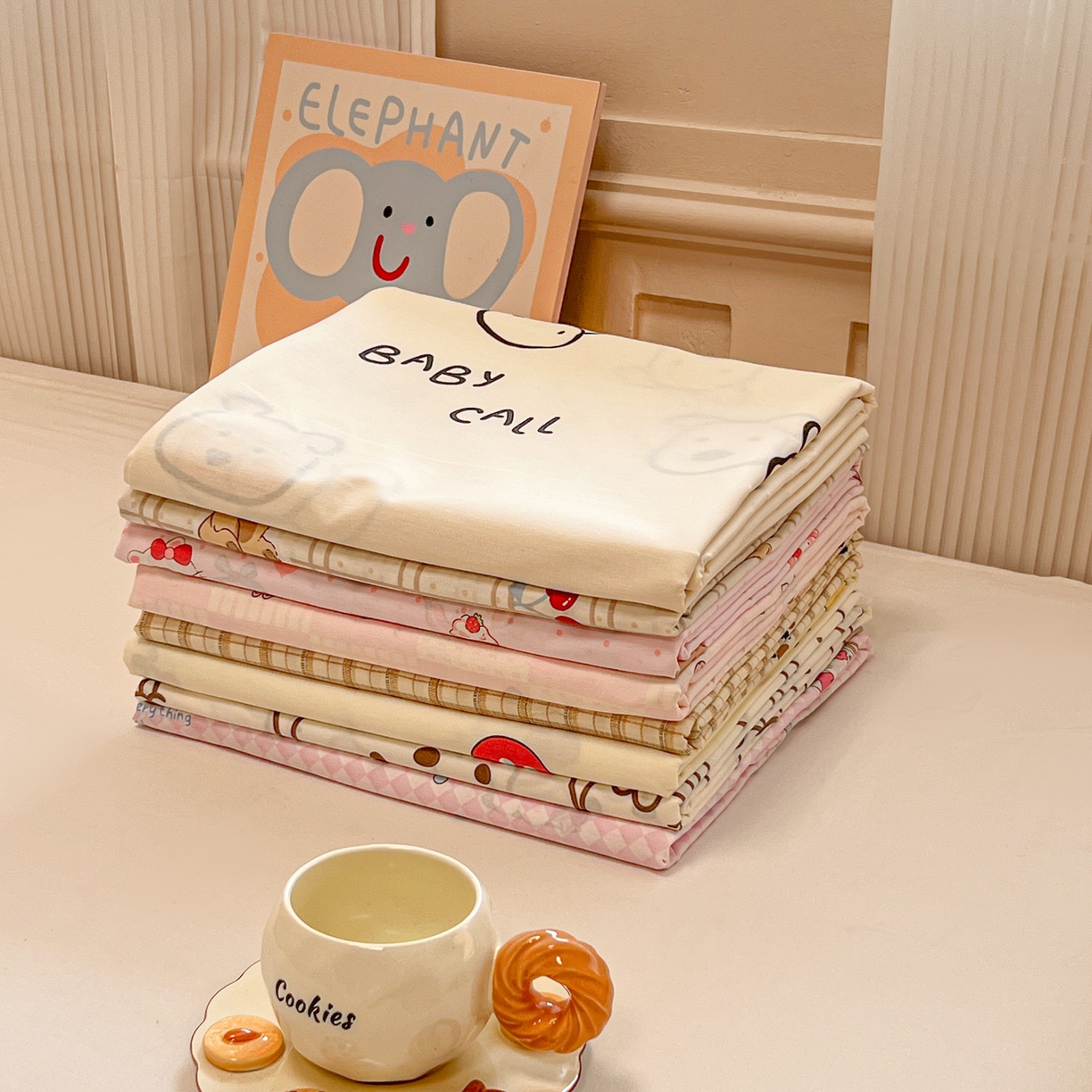 91家纺网 家纺一手货源 找家纺 呗旺鹿 2025新款40s全棉纯棉卡通印花学生系列单品床单 床单单件 组合图仅供展示