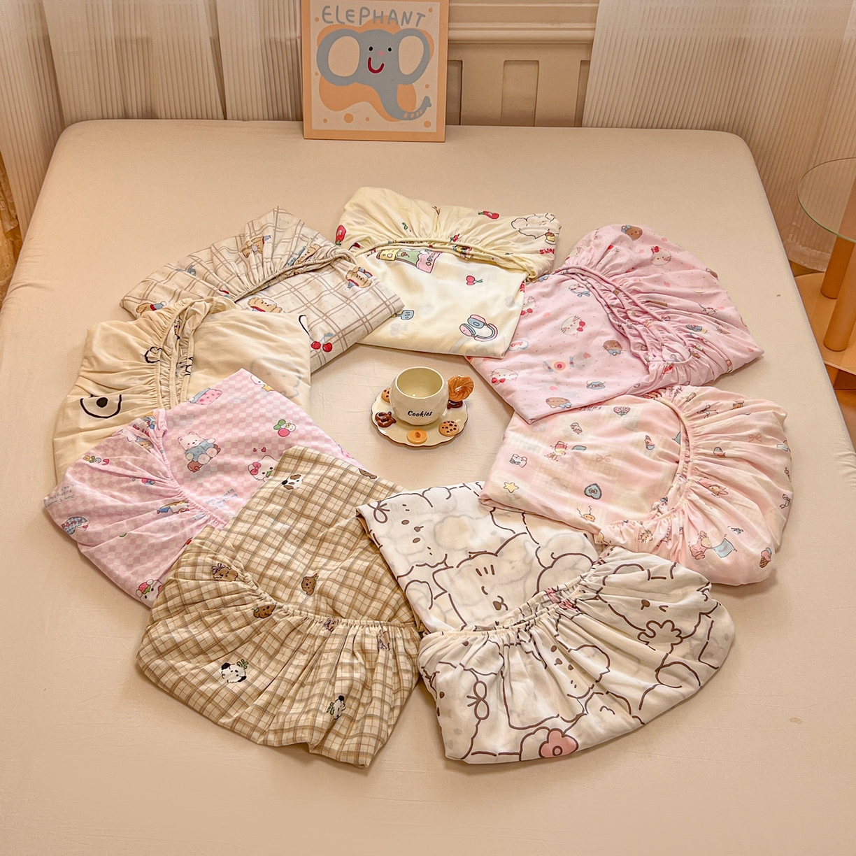 呗旺鹿 2025新款40s全棉纯棉卡通印花学生系列单品床笠 床笠单件 组合图仅供展示