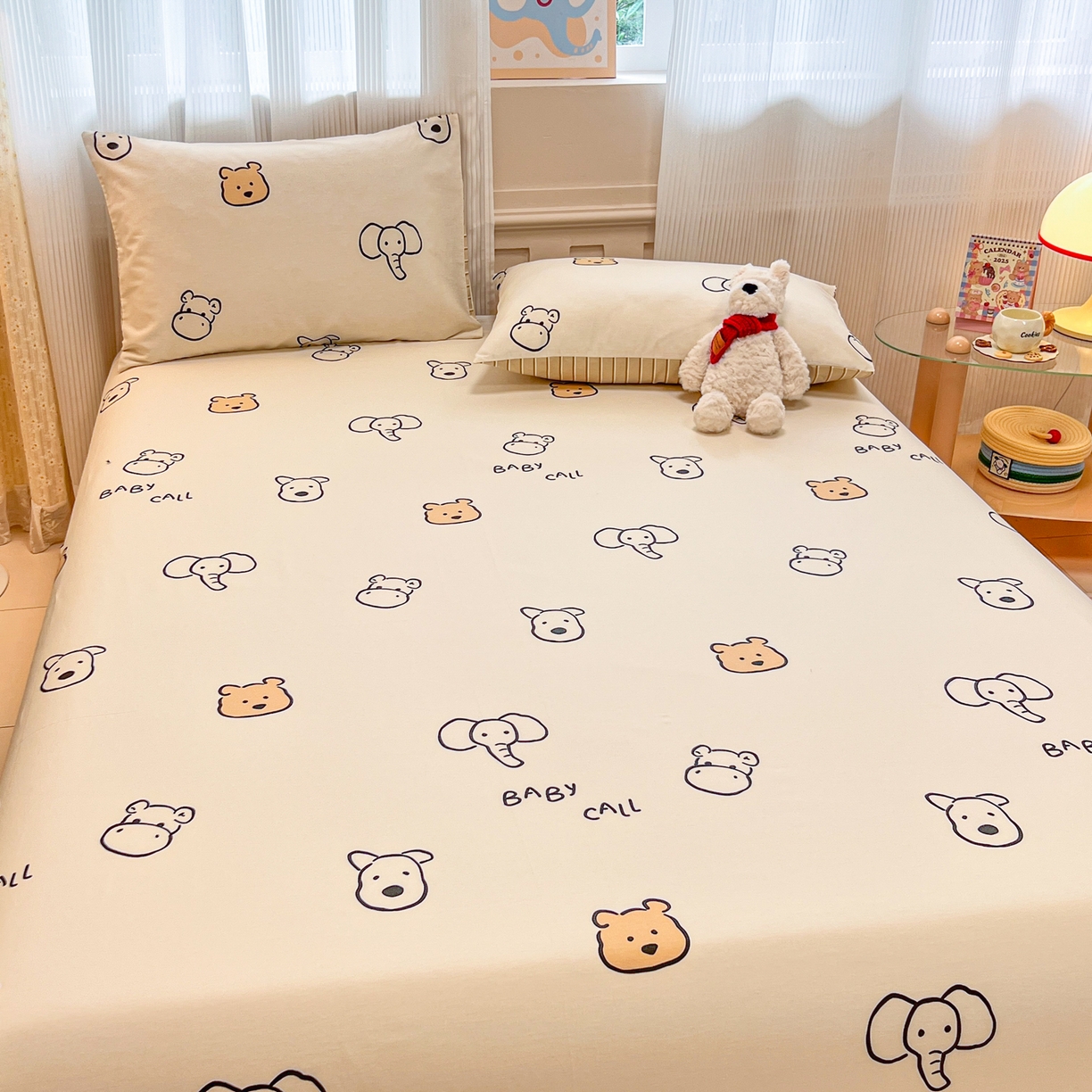 91家纺网 家纺一手货源 找家纺 呗旺鹿 2025新款40s全棉纯棉卡通印花学生系列单品床单 床单单件 简笔画