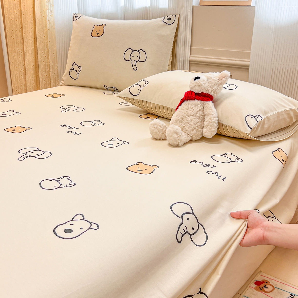 91家纺网 家纺一手货源 找家纺 呗旺鹿 2025新款40s全棉纯棉卡通印花学生系列单品床单 床单单件 简笔画