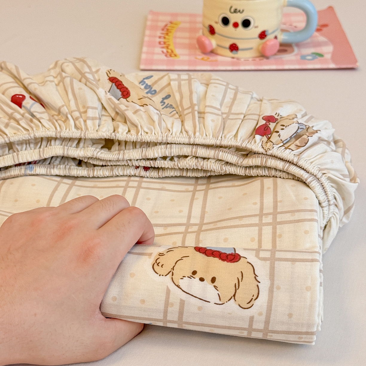 呗旺鹿 2025新款40s全棉纯棉卡通印花学生系列单品床笠 床笠单件 班尼小狗