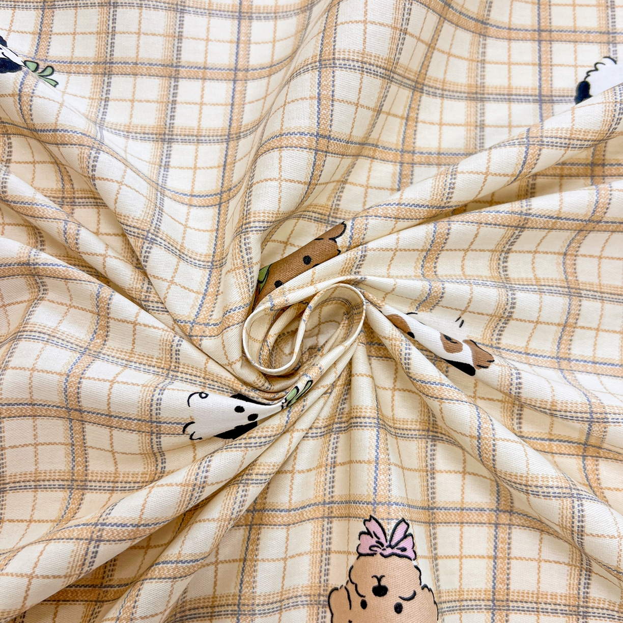 91家纺网 家纺一手货源 找家纺 呗旺鹿 2025新款40s全棉纯棉卡通印花学生系列单品床单 床单单件 焦糖小狗