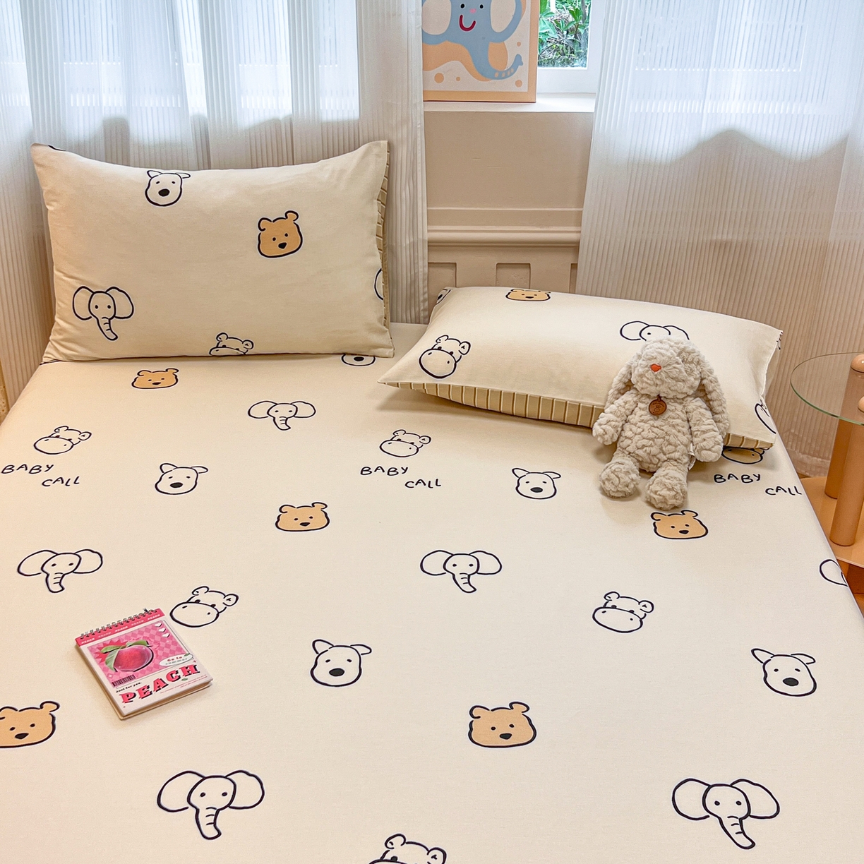 91家纺网 家纺一手货源 找家纺 呗旺鹿 2025新款40s全棉纯棉卡通印花学生系列单品床笠 床笠单件 简笔画