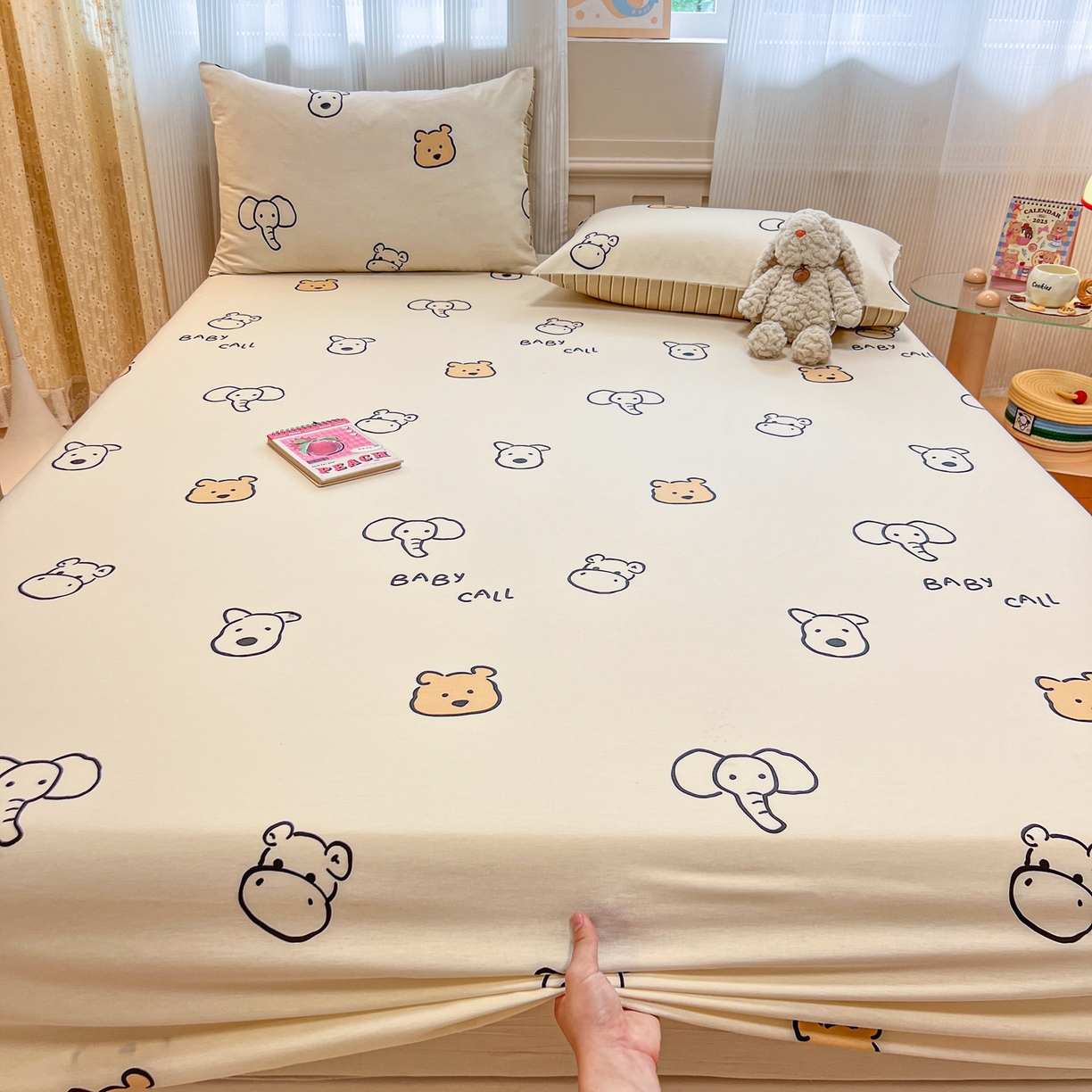 91家纺网 家纺一手货源 找家纺 呗旺鹿 2025新款40s全棉纯棉卡通印花学生系列单品床笠 床笠单件 简笔画