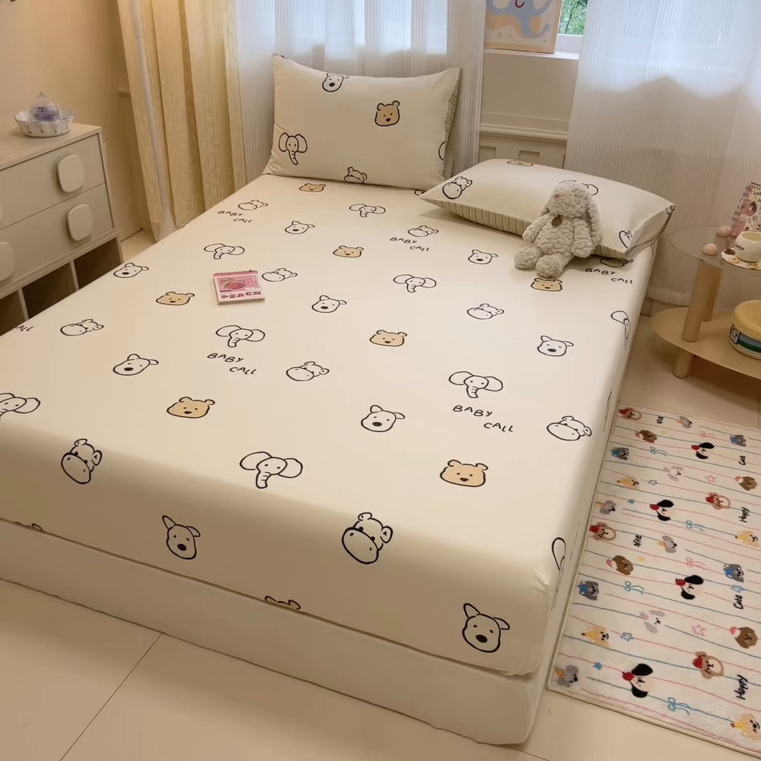 91家纺网 家纺一手货源 找家纺 呗旺鹿 2025新款40s全棉纯棉卡通印花学生系列单品床笠 床笠单件 简笔画