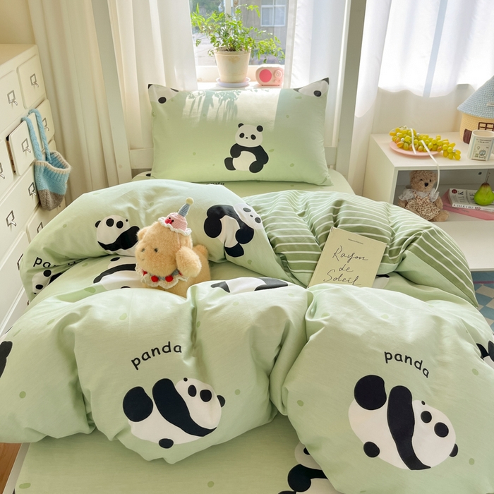 91家纺网 家纺一手货源 找家纺 寻米 2025新款全棉印花学生季学生三件套 爱你熊