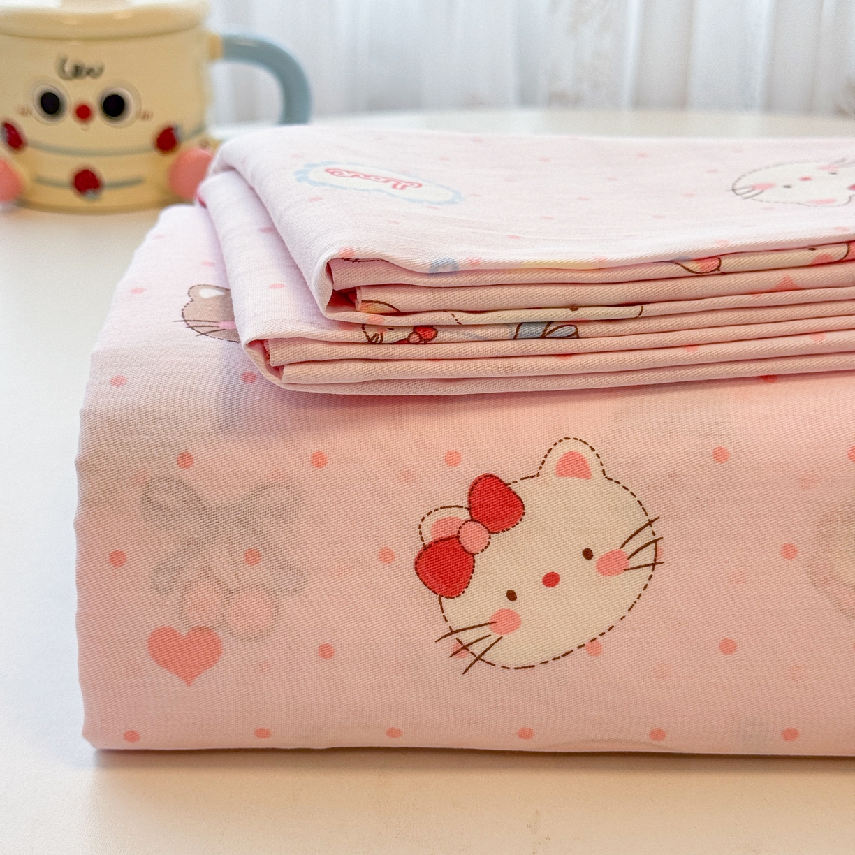 91家纺网 家纺一手货源 找家纺 呗旺鹿 2025新款40s全棉纯棉卡通印花学生系列单品床单 床单单件 甜品菲菲