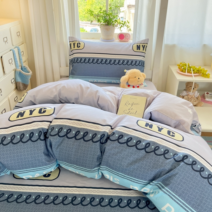 91家纺网 家纺一手货源 找家纺 寻米 2025新款全棉印花学生季学生三件套 布鲁克林