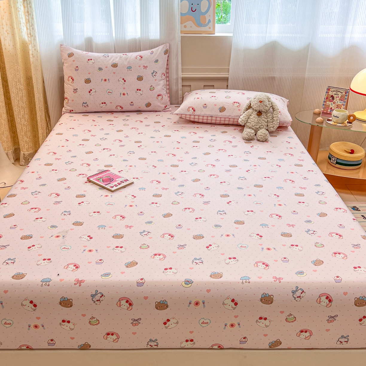 91家纺网 家纺一手货源 找家纺 呗旺鹿 2025新款40s全棉纯棉卡通印花学生系列单品床笠 床笠单件 甜品菲菲