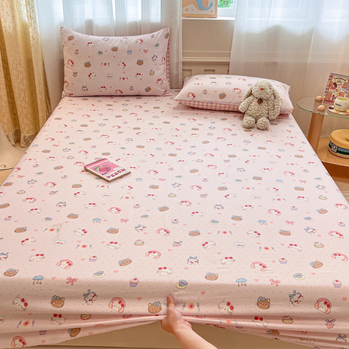 91家纺网 家纺一手货源 找家纺 呗旺鹿 2025新款40s全棉纯棉卡通印花学生系列单品床笠 床笠单件 甜品菲菲