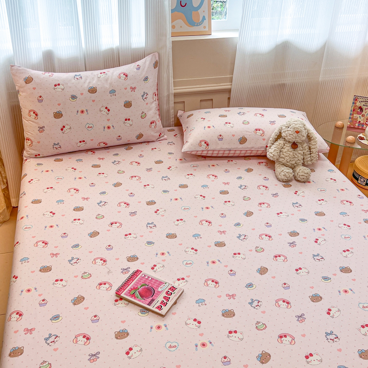 91家纺网 家纺一手货源 找家纺 呗旺鹿 2025新款40s全棉纯棉卡通印花学生系列单品床笠 床笠单件 甜品菲菲