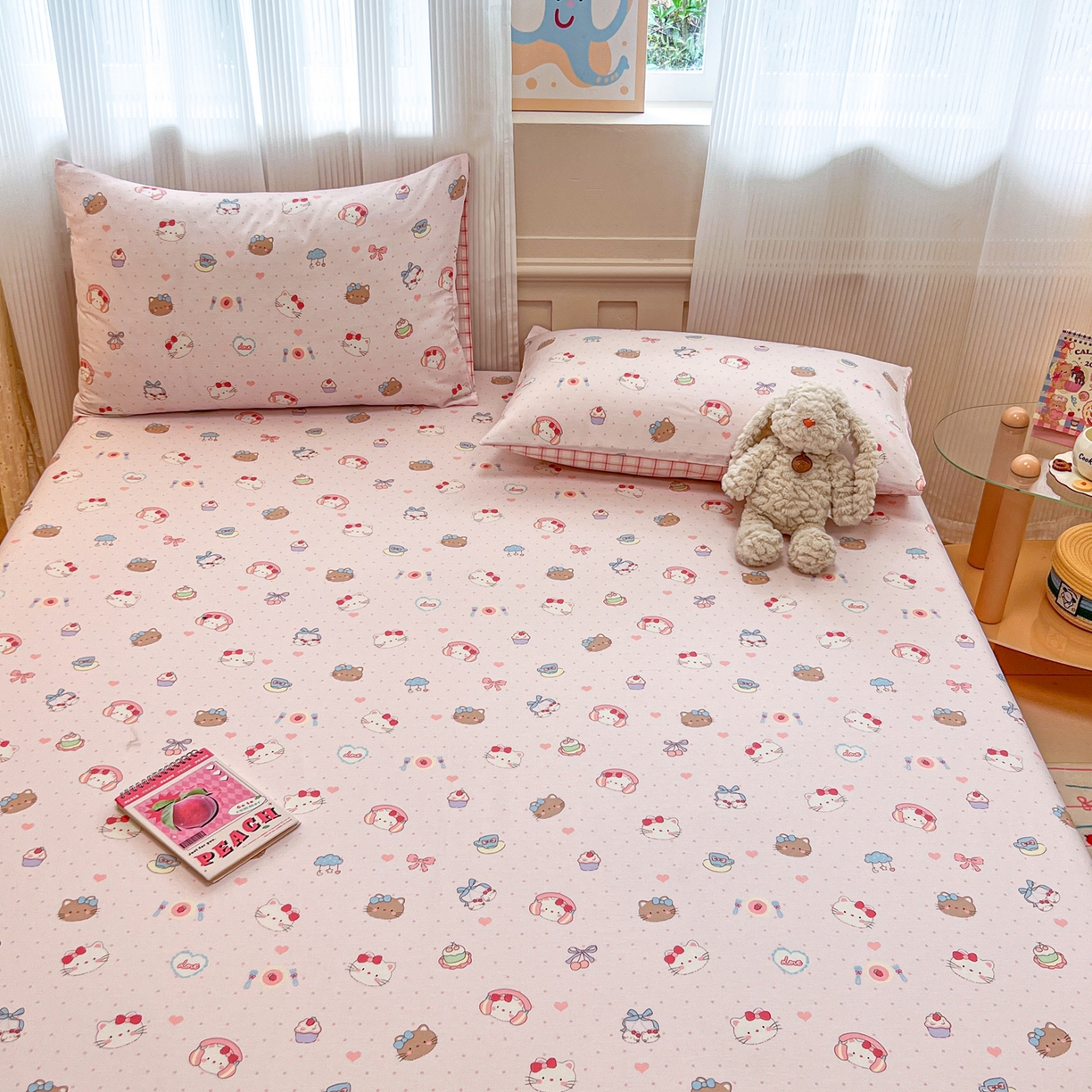 91家纺网 家纺一手货源 找家纺 呗旺鹿 2025新款40s全棉纯棉卡通印花学生系列单品床笠 床笠单件 甜品菲菲