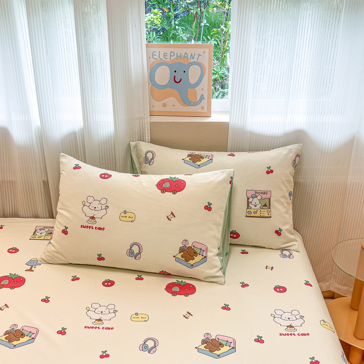 91家纺网 家纺一手货源 找家纺 呗旺鹿 2025新款40s全棉纯棉卡通印花学生系列单品床单 床单单件 熊熊酱