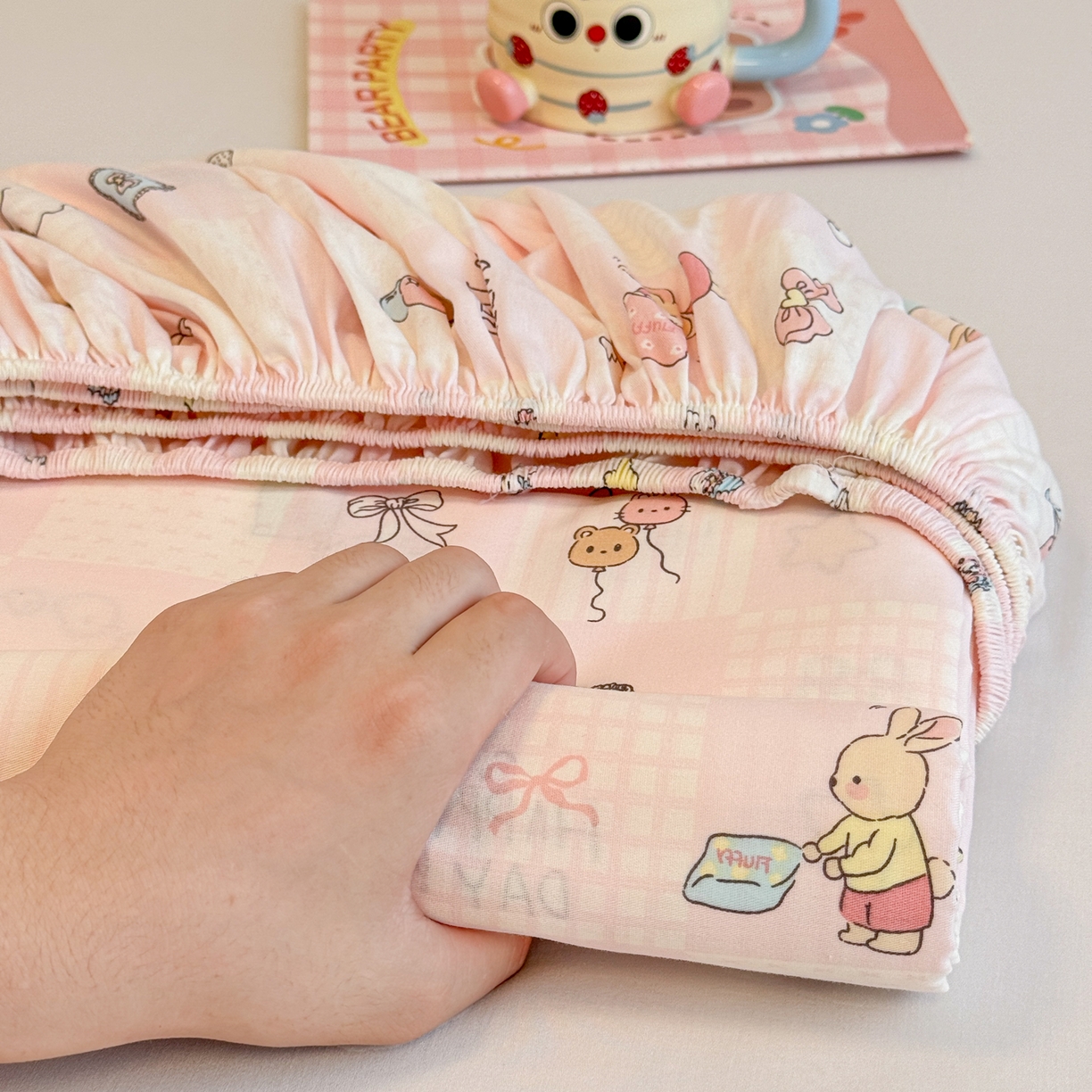 呗旺鹿 2025新款40s全棉纯棉卡通印花学生系列单品床笠 床笠单件 兔子假期