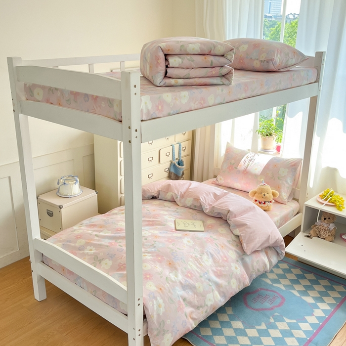 91家纺网 家纺一手货源 找家纺 寻米 2025新款全棉印花学生季学生三件套 春日暖阳-粉