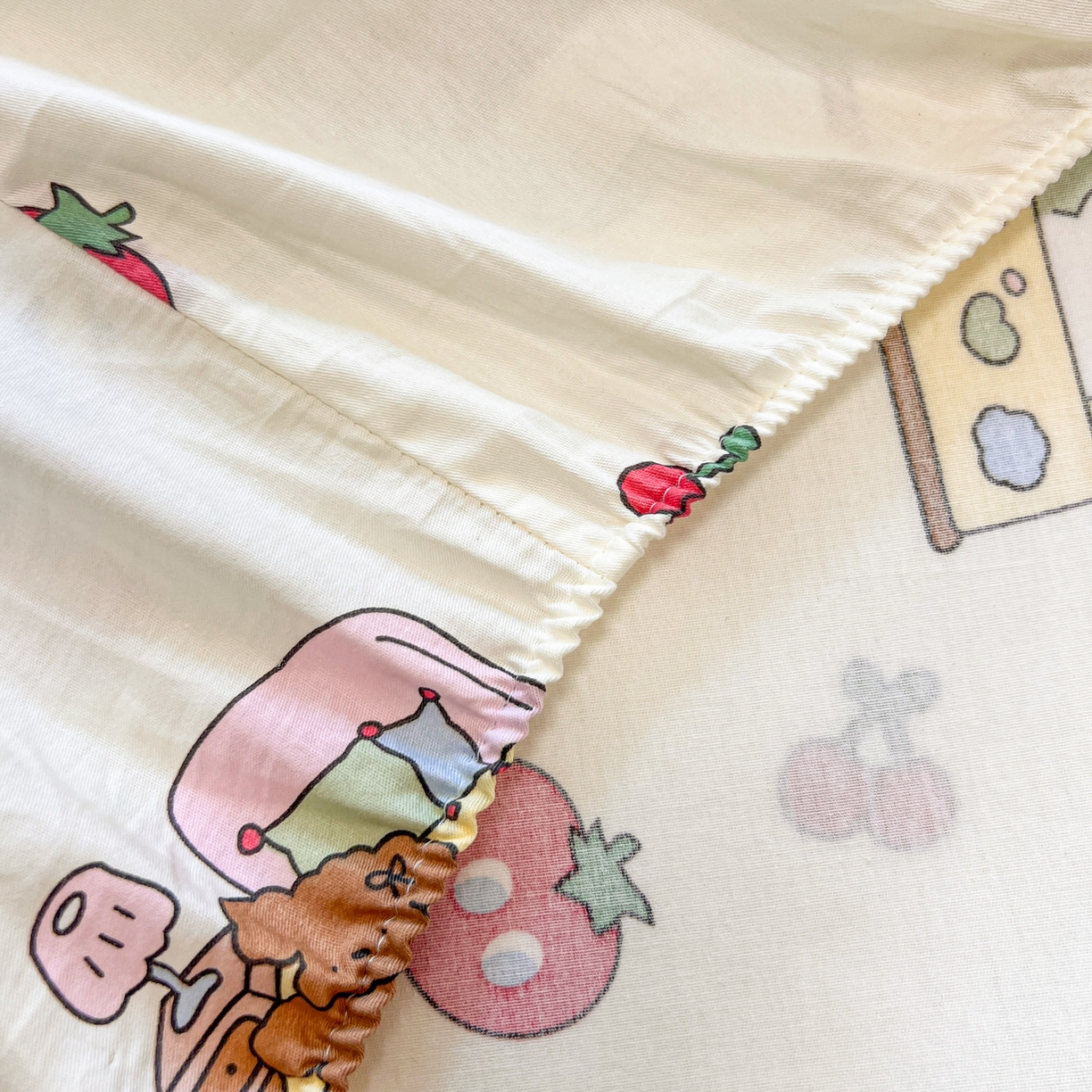 91家纺网 家纺一手货源 找家纺 呗旺鹿 2025新款40s全棉纯棉卡通印花学生系列单品床笠 床笠单件 熊熊酱