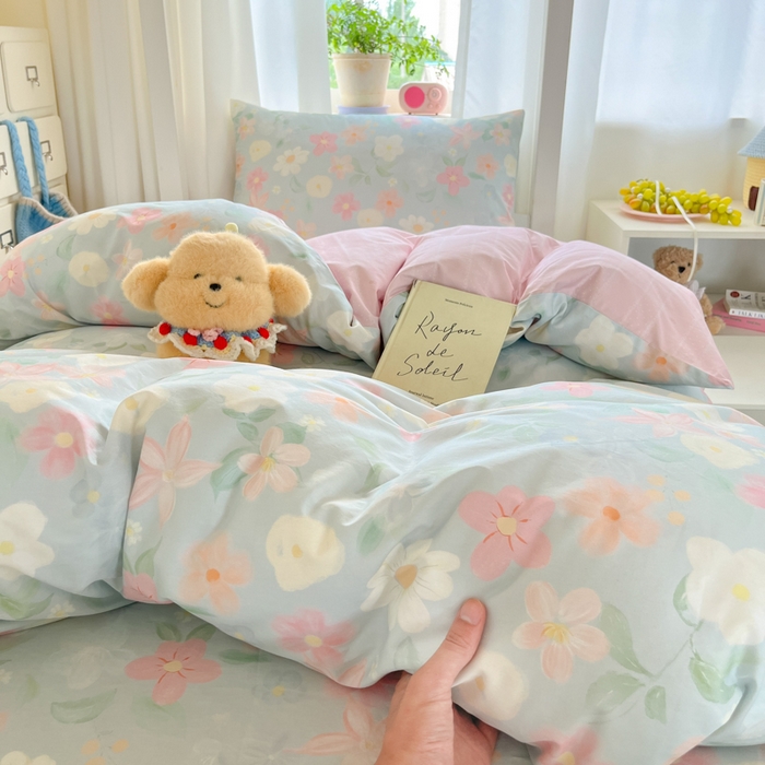 91家纺网 家纺一手货源 找家纺 寻米 2025新款全棉印花学生季学生三件套 春日暖阳-兰