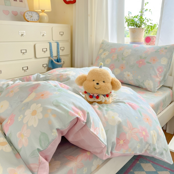 91家纺网 家纺一手货源 找家纺 寻米 2025新款全棉印花学生季学生三件套 春日暖阳-兰