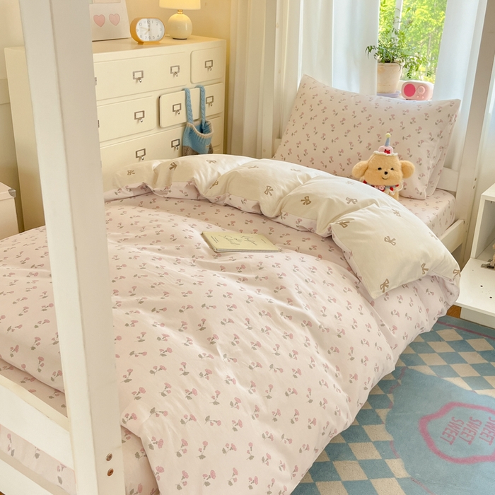 91家纺网 家纺一手货源 找家纺 寻米 2025新款全棉印花学生季学生三件套 花漾