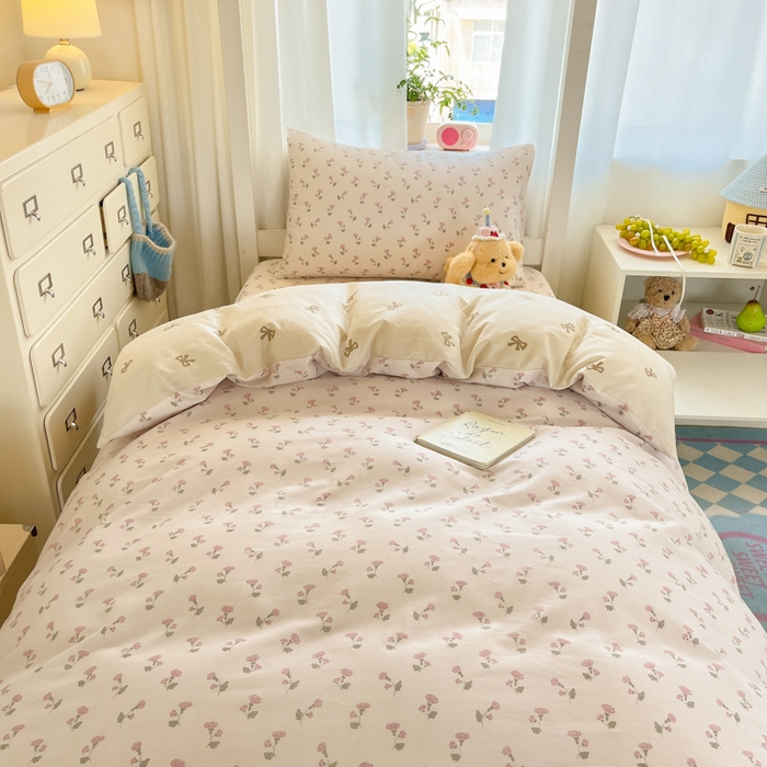 91家纺网 家纺一手货源 找家纺 寻米 2025新款全棉印花学生季学生三件套 花漾