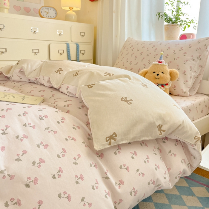 91家纺网 家纺一手货源 找家纺 寻米 2025新款全棉印花学生季学生三件套 花漾