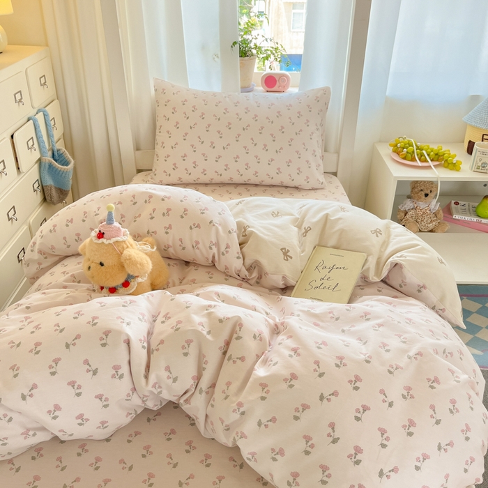 91家纺网 家纺一手货源 找家纺 寻米 2025新款全棉印花学生季学生三件套 花漾