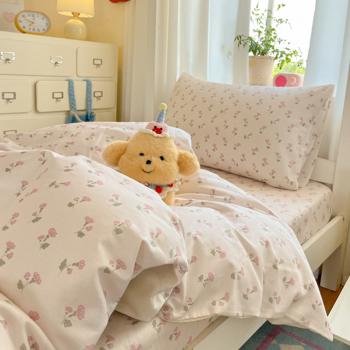 91家纺网 家纺一手货源 找家纺 寻米 2025新款全棉印花学生季学生三件套 花漾