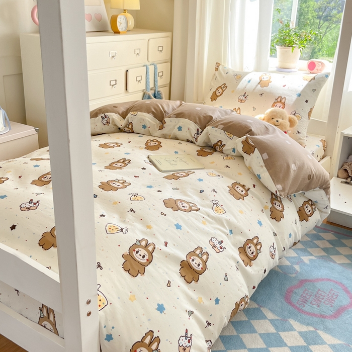 91家纺网 家纺一手货源 找家纺 寻米 2025新款全棉印花学生季学生三件套 焦糖布丁