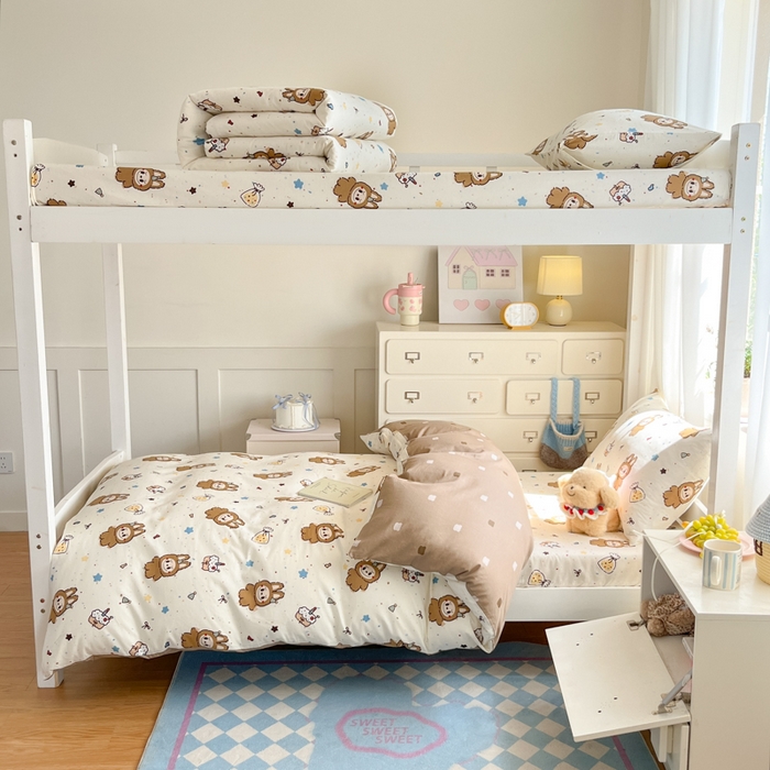 91家纺网 家纺一手货源 找家纺 寻米 2025新款全棉印花学生季学生三件套 焦糖布丁