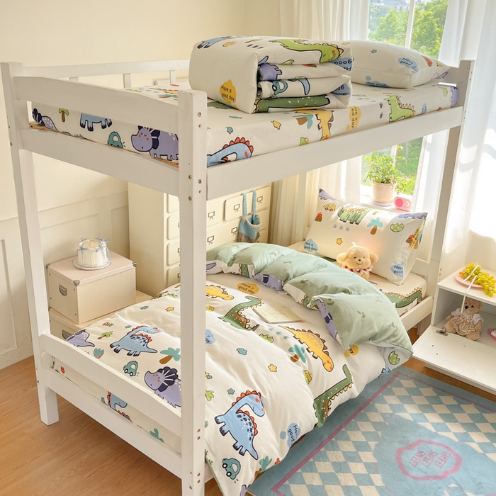 91家纺网 家纺一手货源 找家纺 寻米 2025新款全棉印花学生季学生三件套 恐龙乐园