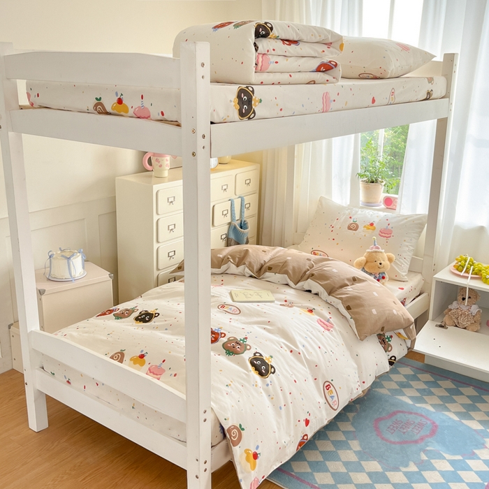 91家纺网 家纺一手货源 找家纺 寻米 2025新款全棉印花学生季学生三件套 快乐熊仔