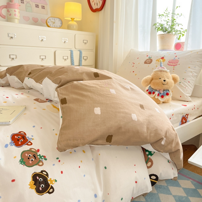 91家纺网 家纺一手货源 找家纺 寻米 2025新款全棉印花学生季学生三件套 快乐熊仔