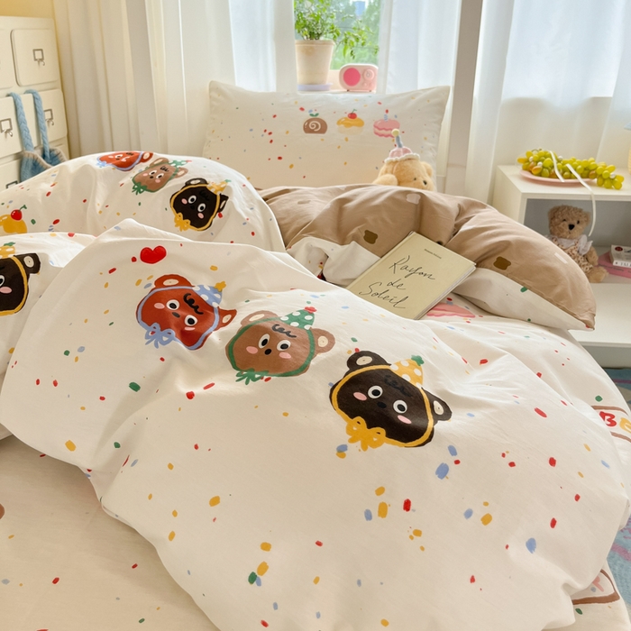 91家纺网 家纺一手货源 找家纺 寻米 2025新款全棉印花学生季学生三件套 快乐熊仔